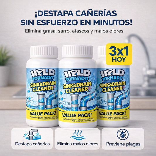 Wild Tornado® – Destapador y Limpiador de Cañerías 3x1